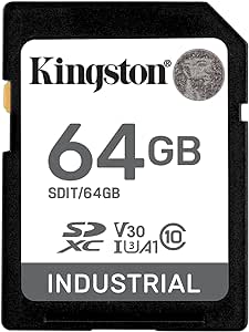 Kingston Endüstriyel SD Kart, 100MB/s’ye kadar, Yüksek Dayanıklılık, UHS-I U3 V30 A1, (SDIT/64GB)