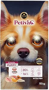 Petiva Yavru Köpekler İçin Balık Etli Kuru Köpek Maması (15 Kg, Balık)