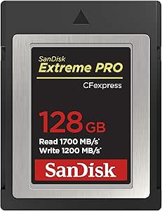 SanDisk Extreme Pro CFexpress hafıza kartı Tip B 128 GB (1.700 MB/s okuma, 1.200 MB/s yazma, RescuePRO Deluxe, sorunsuz RAW videolar, 4K, XQD uyumluluğu)