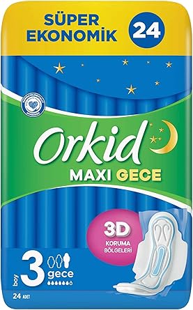Orkid Maxi Hijyenik Ped Gece Süper Ekonomik Paket 24 Ped