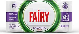 Fairy Çok Amaçlı Yüzey Temizlik Havlusu 100 Yaprak | Lavanta Yağlı | Beyaz Sirke & Karbonat | 48 Saat Temizlik Etkili | İz Bırakmayan Formül