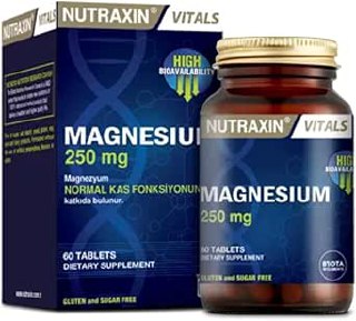 Nutraxin Vitals Magnesium 250 mg 60 Tablet Takviye Edici Gıda