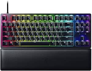 Razer Huntsman V2 Tenkeyless (Purple Switch) – Optik Oyun Klavyesi (Clicky Optik Anahtarlar, Doubleshot PBT Tuş Başlıkları, Ergonomik Bilek Dayanağı) ABD Düzeni | Siyah