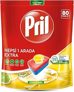 Pril Hepsi Bir Arada Extra Tablet Bulaşık Deterjanı 80 Yıkama, 80 tablet