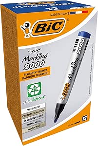 BIC Intensity Marker 2000 Yuvarlak Uçlu Permanent Markör, Mavi, 12’li Kutu, 1.7 mm Sağlam Uç, Hızlı Kuruyan Mürekkep