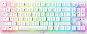 Razer Deathstalker V2 Pro TKL (Ckicky) – Kablosuz Düşük Profilli RGB Tenkeyless Optik Klavye (Uzun Pil Ömrü, İnce Kasa, Lazer Kazınmış Tuş Kapakları) ABD Düzeni/Cıva, Beyaz