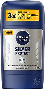 NIVEA MEN Erkek Stick Deodorant Silver Protect 50 ml, Ter ve Ter Kokusna Karşı 48 Saat Anti-perspirant Koruma