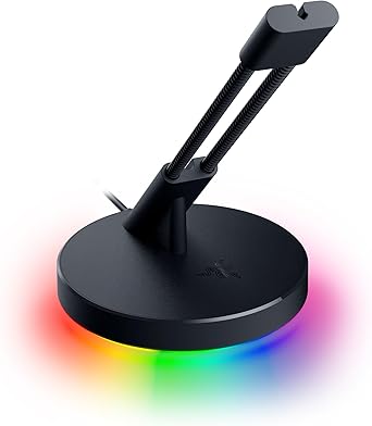 Razer Mouse Bungee V3 Chroma – RGB aydınlatmalı fare kablo tutucusu (kablo klipsli yaylı kol, ağır kaymaz taban, kablo yönetimi) Siyah