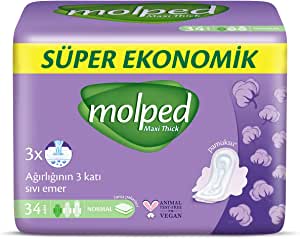 Molped Süper Ekonomik Maxi Thick Normal Günlük Ped (1 x 34 Adet)