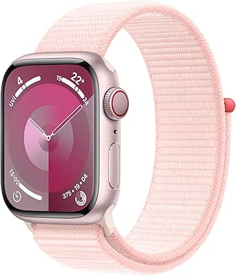 Apple Watch Series 9 GPS + Cellular 41 mm Pembe Akıllı Saat Alüminyum Kasa ve Uçuk Pembe Spor Loop. Fitness Takibi, Kanda Oksijen Alüminyum EKG Uygulamaları, Hep Açık Retina Ekran