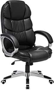 Songmics Yüksek Arkalıklı Ofis Koltuğu, Yönetici Koltuğu, Masa Koltuğu, Yükseklik Ayarı, Siyah, 67 X 66 X 114 Cm Obg24B