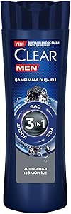Clear Men 3 in 1 Şampuan & Duş Jeli Arındırıcı Kömür Saç Yüz Vücut İçin