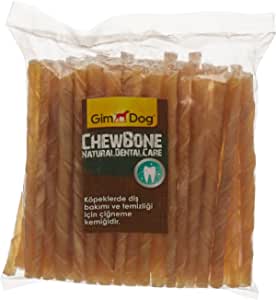 GimDog Mordimi Köpekler İçin Burgu Çubuk Kemik, Çiğneme Kemiği, Naturel, 50’li, 300 g