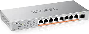Zyxel 8-Port PoE 2.5G Multi-Gig Unmanaged Switch | 8 x PoE++ (60W) ile @ 100W | 1 x 10G SFP+ | Masaüstü veya Duvar Montajı [XMG-108HP]
