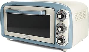 Ariete Vintage Fırın Mavi 0979/05 – Pizza Fırını, 1380 Watt, 18 Litre Kapasite, 3 Pişirme Fonksiyonu, Paslanmaz Çelik Hazne, 60 Dakika Zamanlayıcı, Çift Cam, 230°C ye Kadar Sıcaklık, Kolay Temizleme