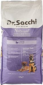 🚨 Dr.Sacchi Premium Kuru Köpek Maması, Kuzu Etli, Yavru Köpek, Büyük Irk, 15 Kg