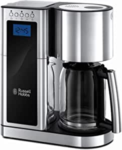 Russell Hobbs 23370-56 Dijital Filtre Kahve Makinesi Elegance Paslanmaz Çelik, Zamanlayıcı Fonksiyonu, 10 Bardağa Kadar, 1,25 Litrelik Cam Sürahi, 1600W, Hızlı Isıtma Sistemi, Sıcak Plaka, Otomatik Kapanma, Gümüş