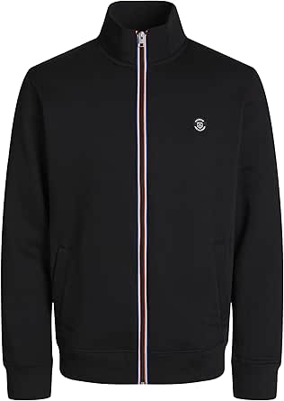 Jack %26 Jones Erkek JPRBLURUBBER SWEAT ZIP CARDIGAN PRAU23 Sweatshirt, Siyah, L