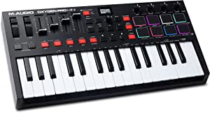 M-Audio Oxygen Pro Mini, Profesyonel MIDI Kontrolcüsü, 32 Mini Tuş, DAW Kontrolü, USB, Siyah