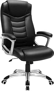SONGMICS Ergonomik Ofis Koltuğu Yüksekliği Ayarlanabilir Döner Sandalye Sağlam, Dayanıklı, Siyah Obg21B 52x53x122 cm