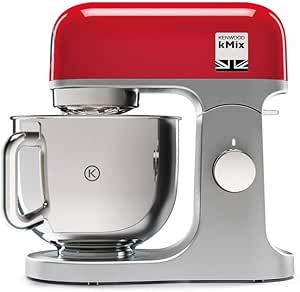 Kenwood kMix Mutfak Şefi Kırmızı Gri KMX750RD – Stand Mikser, Hamur Yoğurma Makinesi, Paslanmaz Çelik 5 Litre Hazne, Sıçrama Önleyici Kapak, 1000 Watt Motor, 3 Hazne İçi Aparatı, Dayanıklı Döküm Gövde