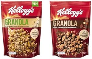 Kellogg’s Granola Beyaz Çikolatali Antep Fıstikli 300 Gr & Granola Çikolata Parçacıklı ve Fındıklı 340 Gr