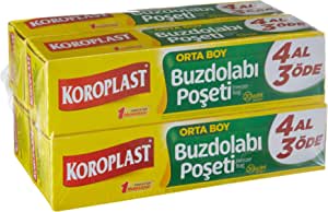 Koroplast Orta Boy Buzdolabı Poşeti 4 Al 3 Öde Ekonomik Paket, Ekonomik Buzdolabı Poşeti Orta Boy 80’li Set, BPA İçermez, Sızdırmaz Saklama Torbası, Meyve, Sebze Yemek, Gıda Saklama Torbası (4 x 20)
