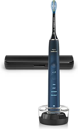 Philips Sonicare DiamondClean 9000 Şarjlı Diş Fırçası, 4 Temizlik Modu, Basınç Sensörü, Seyahat Kabı ve Uygulama Desteği, Lacivert Geçişli, HX9911/88