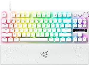 Razer Huntsman V3 Pro Tenkeyless – TKL Analog Optik Espor PC Klavyesi – Razer Snap Tap & Hızlı Ateş (Hızlı basınçlandırma, 2 Özel Tuşlu Çok İşlevli Tekerlek) QWERTY ABD Düzeni | Beyaz