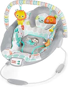 🚨 Bright Starts Comfy Ana Kucağı Yatıştırıcı Titreşimler Bebek Koltuğu – Kumaş Oyuncaklar, Müzik ve Çıkarılabilir Oyuncak Barı, 0-6 Ay, 9 kg’a Kadar (Whimsical Wild)