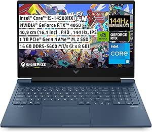 HP Victus Gaming Dizüstü Bilgisayar, 16,1 inç 144 Hz FHD IPS, Intel Core i5-14500HX, 16GB DDR5 Ram, NVIDIA GeForce RTX 4050 DLSS 3, 1 TB SSD, FreeDos, Performans Mavi, 9J207EA