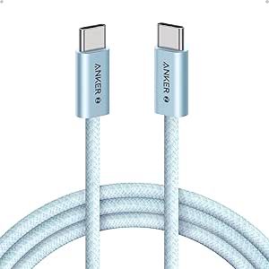 Anker Zolo USB C to C 240 W Hızlı Şarj Örgülü 1 m Kablo A8060, Mavi