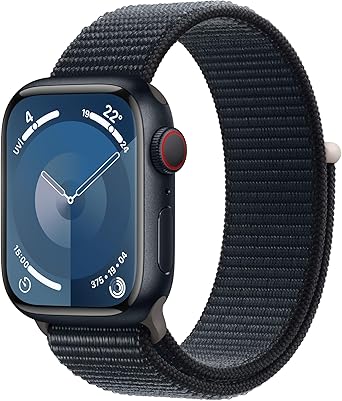 Apple Watch Series 9 GPS + Cellular 41 mm Gece Yarısı Akıllı Saat Alüminyum Kasa ve Gece Yarısı Spor Loop. Fitness Takibi, Kanda Oksijen Alüminyum EKG Uygulamaları, Hep Açık Retina Ekran