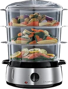 Russell Hobbs Buharlı Pişirici, 9 L, 800 Watt, 60 Dakika Zamanlayıcı, Bulaşık Makinesinde Yıkanabilir, BPA İçermez, Pirin…