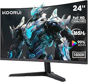 Koorui 24E6CA 23.6″ Monitör, Monitörü, Monitörler ile Yüksek Hızlı Oyun Deneyimi, 180Hz Yenileme Hızı, 1500R Kavisli Ekran ve Ergonomik Tasarım