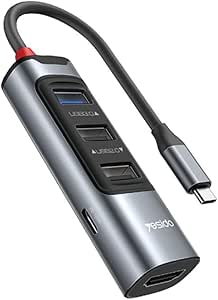 YESIDO 5in1 3 Adet Usb 3.0/1 Adet 100W Type-C ve 1 Adet 4K 30Hz HDMI Çıkışlı Hub Dönüştürücü