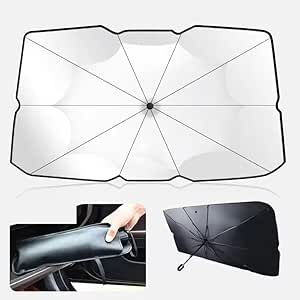 Hoala Hoala Araç İçi Ön Cam Güneşliği, Katlanabilir Şemsiye Şeklinde Otomobil Ön Cam Güneşliği,%99 Etkin Koruma, Otomobil, SUV, (140 X 79 CM)