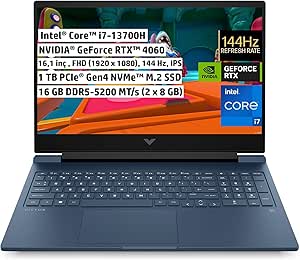 HP Victus Gaming Dizüstü Bilgisayar, 16,1 inç 144 Hz FHD IPS, Intel Core i7-13700H, 16GB Ram, NVIDIA GeForce RTX 4060 DLSS 3, 1 TB SSD, FreeDos, Performans Mavi, 7P6L0EA