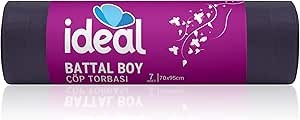 İdeal Battal Boy Çöp Poşeti 7’li 70×95 cm, Sızdırmaz Yırtılmaz Battal Boy Çöp Torbası, Geri Dönüştürülebilir Atık Torbası, Restoran, Kafe, Ofis, İşyeri, Ev, Mutfak için Güçlü Çöp Poşeti Torbası