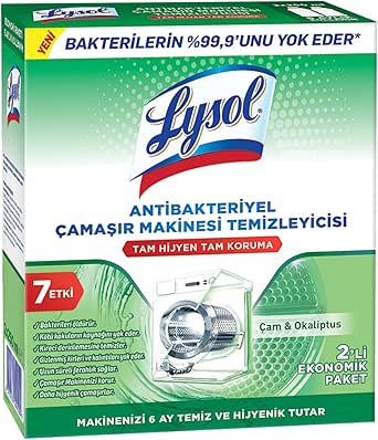 Lysol Antibakteriyel Çamaşır Makinesi Temizleyici & Koruyucu Kireç Önleyici Okaliptüs Ferahlığı 250 ml (2 x 250 ml)