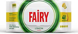 Fairy Çok Amaçlı Yüzey Temizlik Havlusu 100 Yaprak | Limon Yağlı | Beyaz Sirke & Karbonat | 48 Saat Temizlik Etkili | İz Bırakmayan Formül