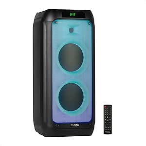 Ibiza – WAVE8 – 2 adet 8 inç (20,3 cm) hoparlör, 600W, Bluetooth, USB ve microSD’li – WAVE LED efekti, TWS kablosuz bağlantı – Siyah