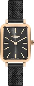 Lee Cooper LC07815 Dikdörtgen 6 Renk Hasır Kordon Kadın Kol Saati Altın-Siyah (Gold-Black)