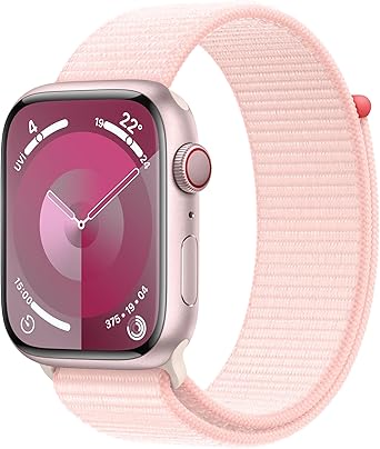Apple Watch Series 9 GPS + Cellular 45 mm Pembe Akıllı Saat Alüminyum Kasa ve Uçuk Pembe Spor Loop. Fitness Takibi, Kanda Oksijen Alüminyum EKG Uygulamaları, Hep Açık Retina Ekran