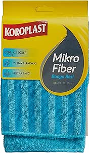 Koroplast Mikrofiber Banyo Bez 2’li Set, Çift Taraflı Ekstra Hızlı Kuruyan Mikrofiber Temizlik Bezi Seti 30×30 cm, Kir Sökücü Tasarım, Yüksek Emiş Gücü, Tüy Çizik Bırakmayan Banyo Temizlik Bezi Seti
