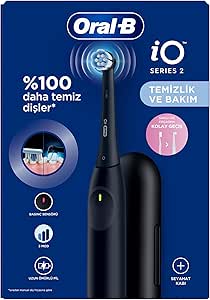 Oral-B iO 2 Siyah Diş Fırçası – Siyah, Seyahat Kabı ile
