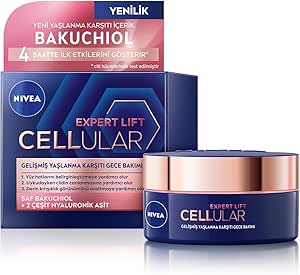 NIVEA Cellular Expert Lift Doğal Retinol Alternatifi Saf Bakuchiol ve Hyaluronik Asit içeren Kırışıklık Karşıtı ve Nemlendirici Gece Kremi 50 ml