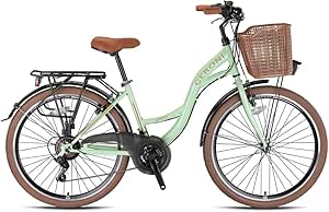 Geroni SIRIO – 24″ City Bike – 21 Vites – V.B. – Mint Yeşili-Kahverengi – Shimano