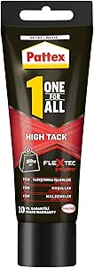 Pattex One for All High Tack, Yüksek Kaliteli Montaj Yapıştırıcısı, Tüm Yüzeyler için Güçlü Yapıştırıcı, Profesyonel Çok Amaçlı Yapıştırıcı, 1x142g Tüp