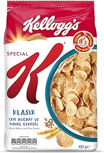 Kellogg’s Special K Klasik Kahvaltılık Tam Buğday ve Pirinç Gevreği 420 Gr,Tam Tahıllı,Lif Kaynağı,Demir ve 6 Vitamin Kaynağı,Folik Asit ve Minarel içerir,Tam Buğdaylı,Vitamin B12